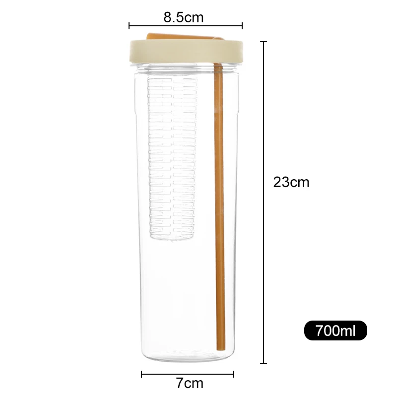 Cute Water Bottle with Foldable Straw 700ML Water Bottle Fruit Tea Built-in  Filter Cup Portable Office Drinkware Outdoor Shaker