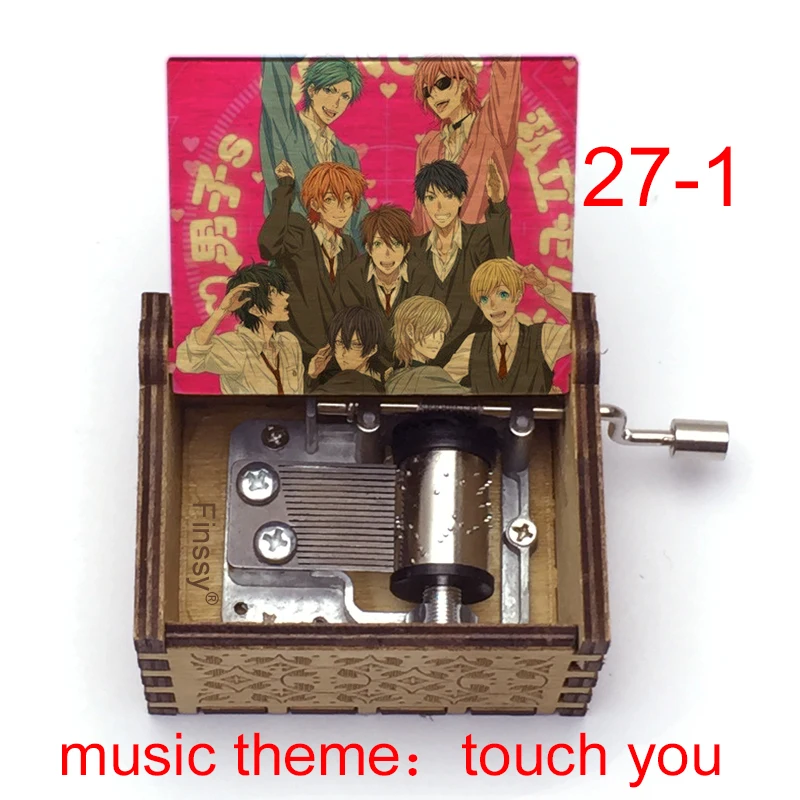 YARICHIN b Club AYATO Yuri figure print Wooden music theme touch you Music Musical BoxHome office accessories 4