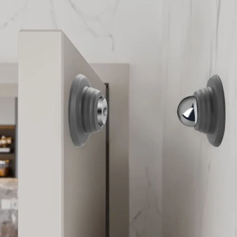 Door Stops New Silicone Door Stops Stainless Steel Magnetic Non Punch Door Stopper Wall Mounted Holder Furniture Hardware