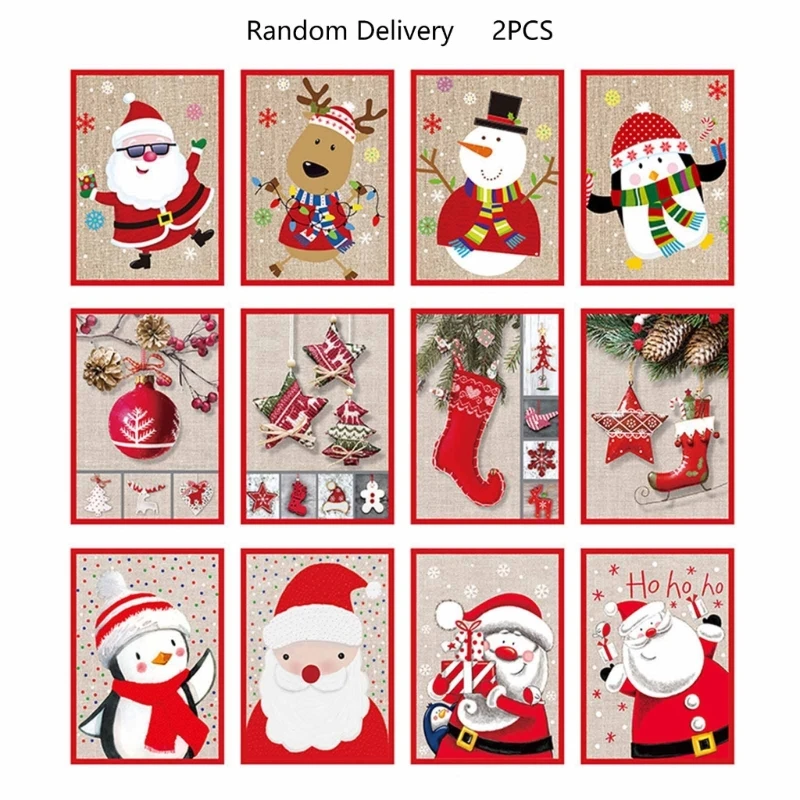 

Merry Christmas Greeting Card with Music 2pcs/set Santa Snowman Elk Card for Xmas Festival Party Invitation Drop Shipping