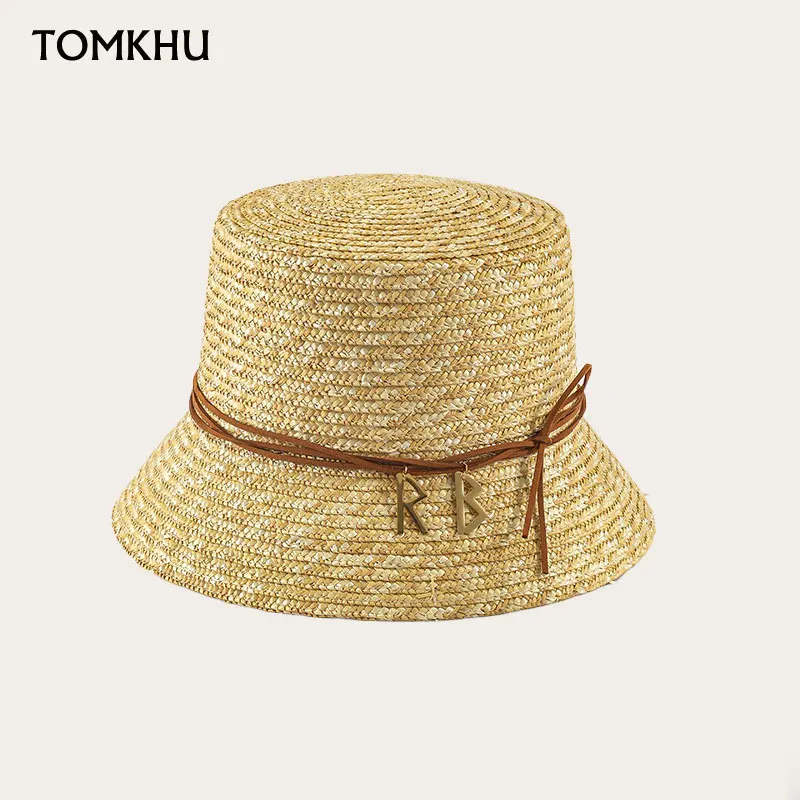 

2022 New Fashion Wide Brim Straw Bucket Hat For Women UV Sun Hats Vacation Beach Hat Flat Summer Designer Sun Hat Fisherman Hat