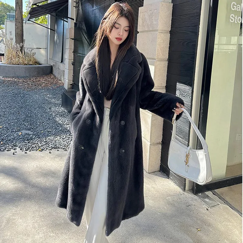 Autumn Winter Long Fur Coat Women Windbreak Fluffy Jacket Luxury Brand Thickened Warm Faux Fur Coat Plus Size Women's Clothing