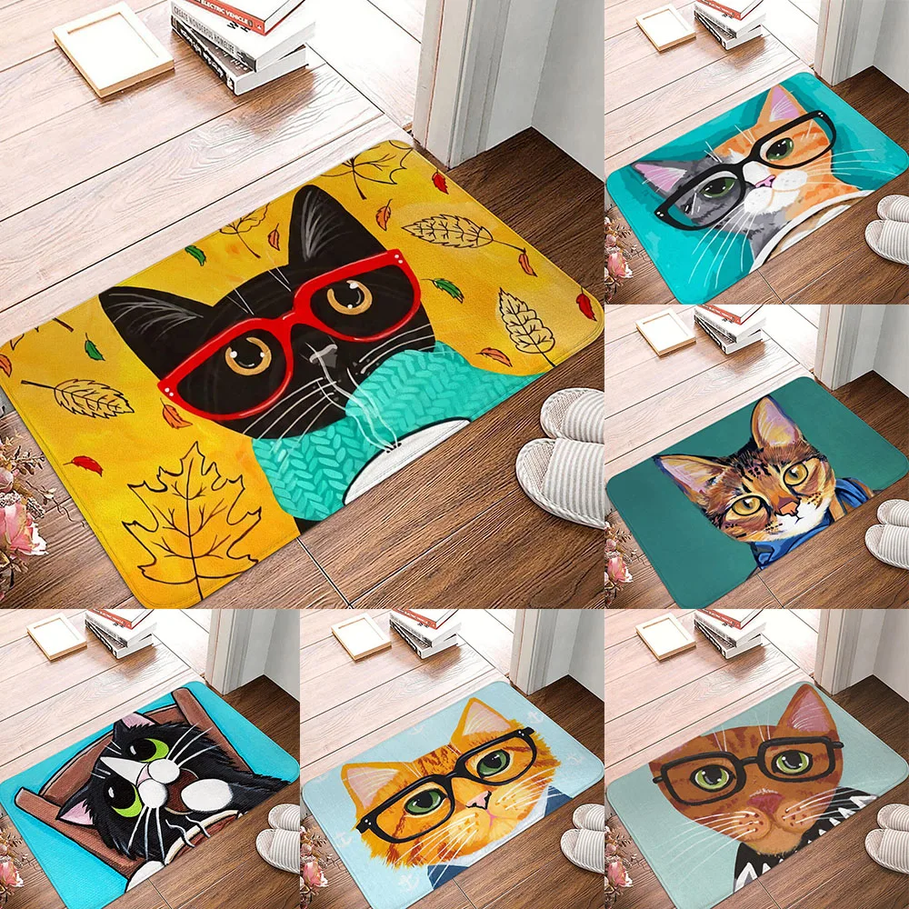 

Cartoon Cute Cat Home Living Room Bedroom Bathroom Entrance Door Mat Soft Flange Carpet Non slip Door Mat Floor Mat
