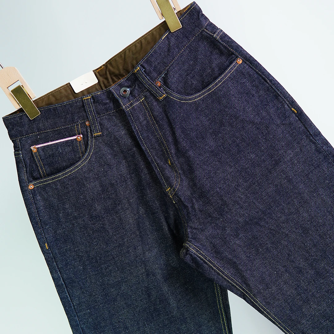 Oversized 18 oz Raw Blue Denim Jeans for Men Red Selvedge Heavyweight Washed Pants American Casual Loose Straight Trousers 2