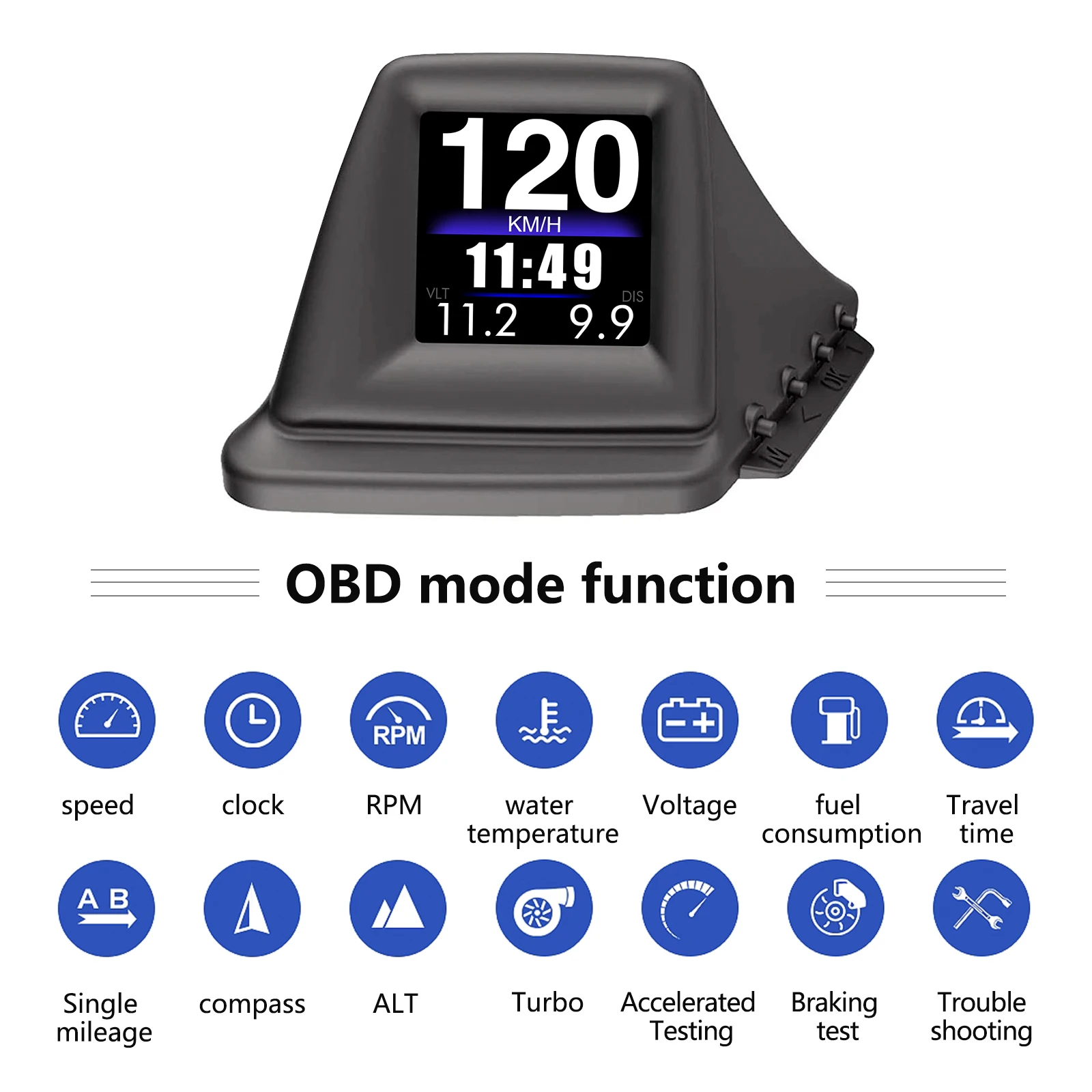 다기능 OBD HUD 자동차 속도계 RPM 터보 오일 압력 수온 온보드 컴퓨터 헤드업 디스플레이 자동차 액세서리