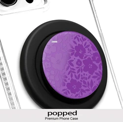 MagSafe - Compatible Magnetic Phone Grip Holder - Purple Flowers Design (Black)
