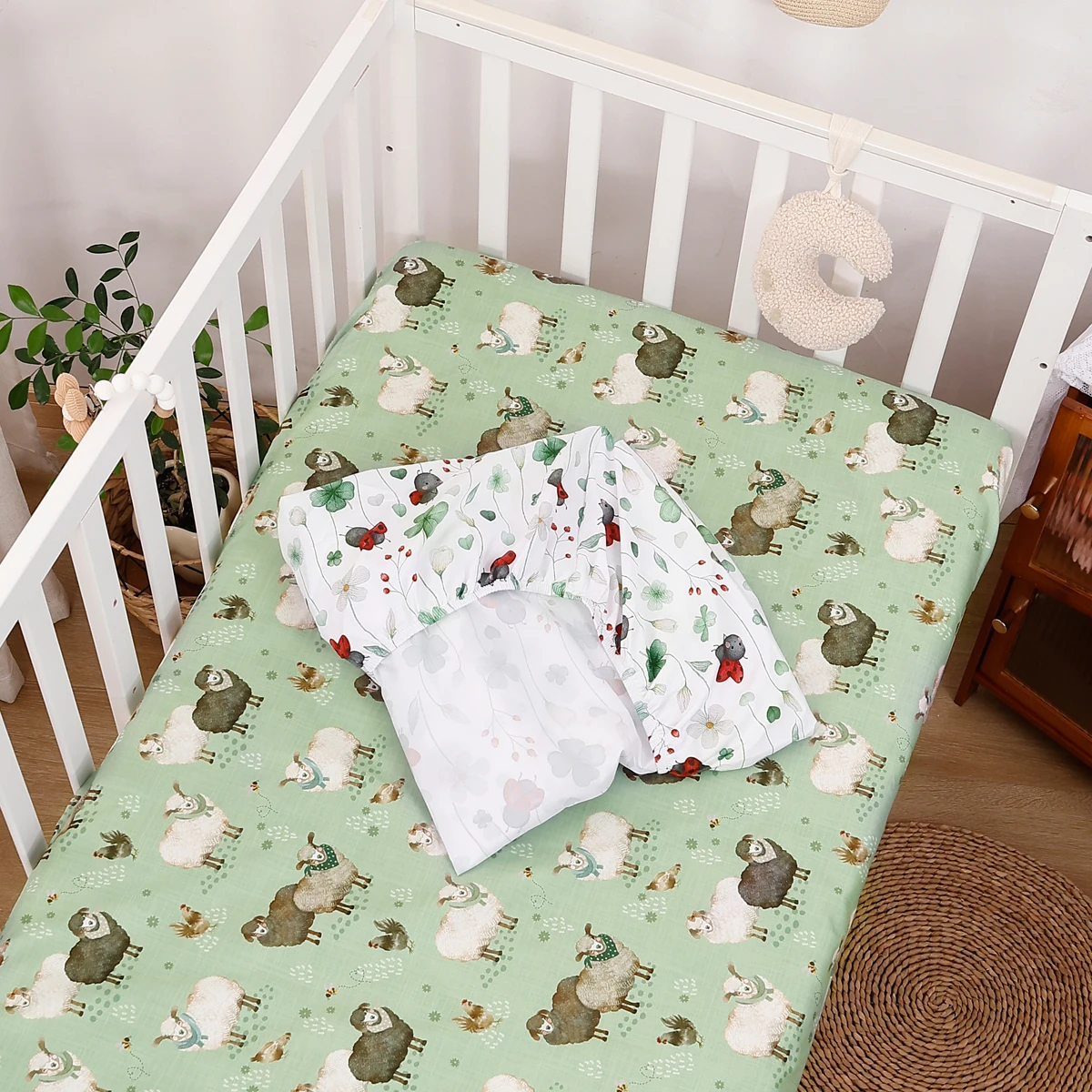 2pcs Set New Design Polyester Baby Bed Sheet Newborn Crib Bedsheet Size 70x130cm Kangobaby #My Soft Life#
