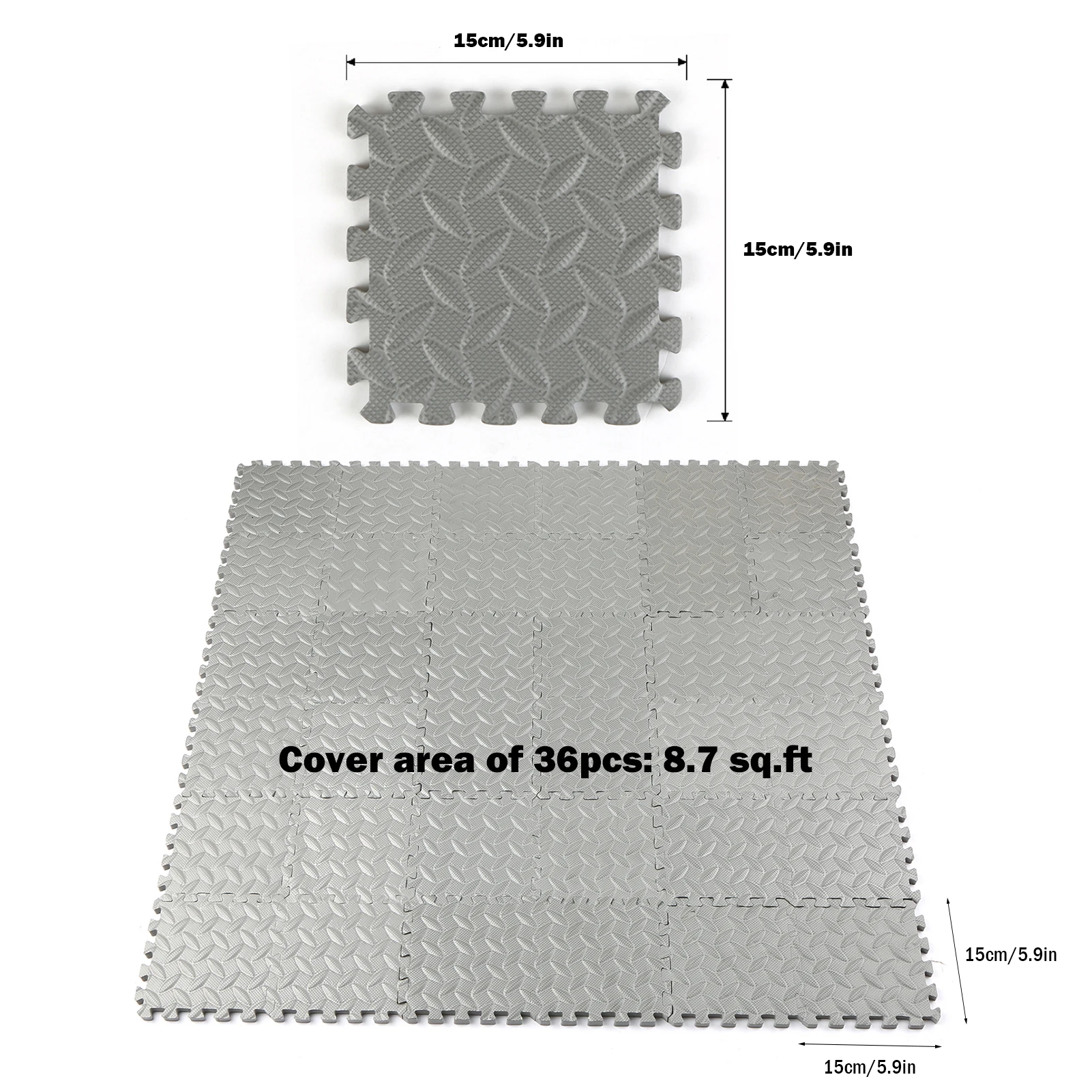 Sports Floor Mats Floor Mat EVA Cushion Floor Protective Anti-slip Waterproof Indoor Fitness Interlocking 36PCS 15CM*15CM