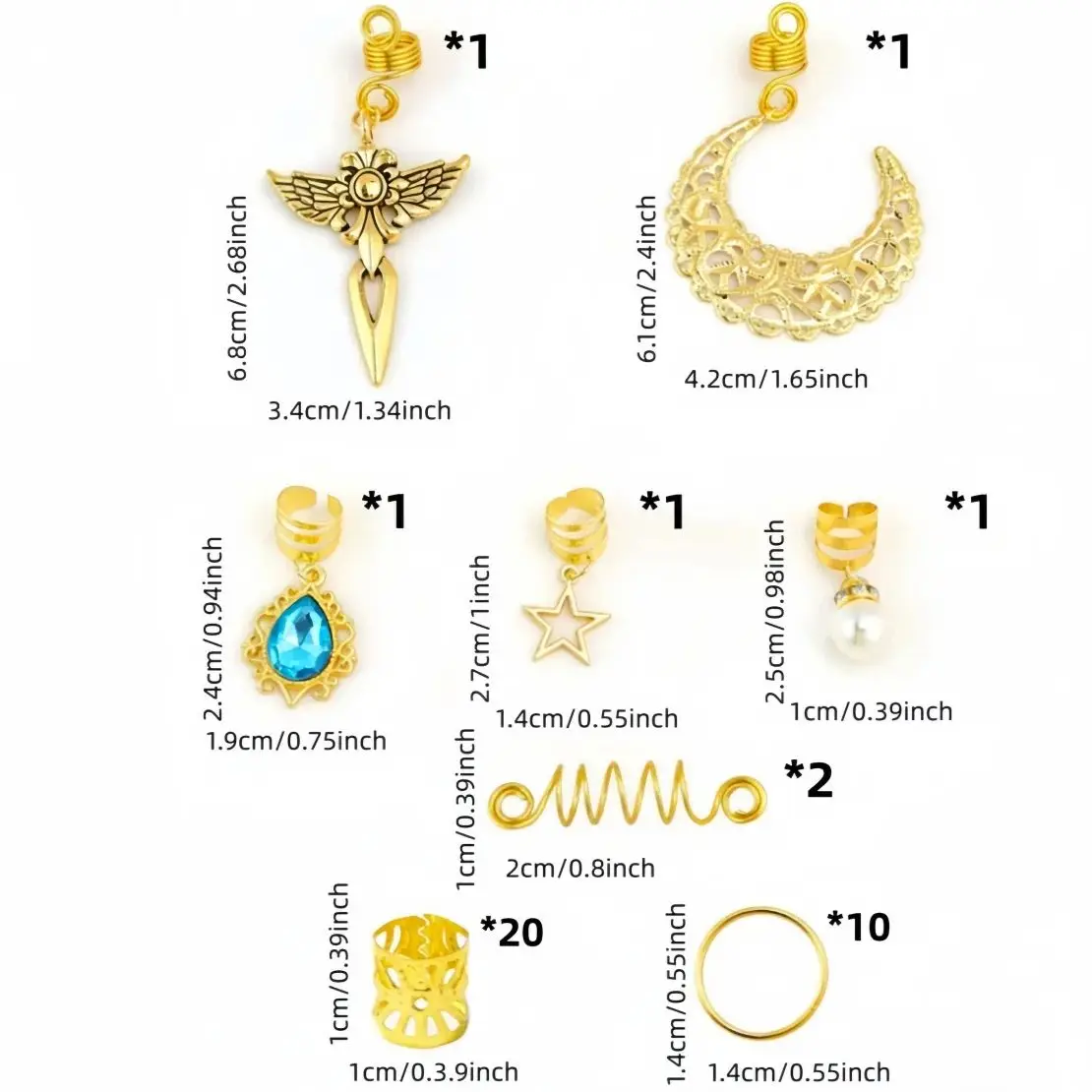 Elegant Gold Star and Moon Pearl Hair Accessory Set - 37 Pieces