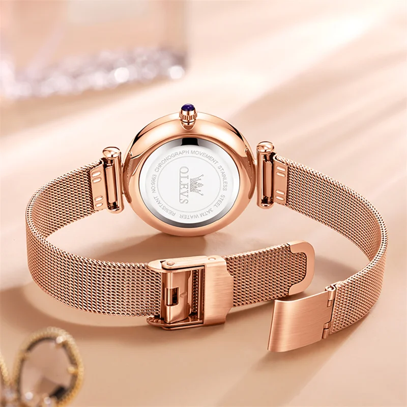 OLEVS Luxury Fashion Elegant Ladies Watch High Quality Casual Rose Gold Diamond Waterproof Quartz Women Watches reloj para mujer