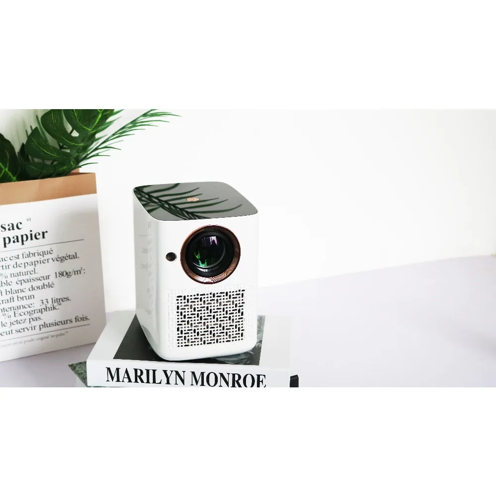 안드로이드 9.0 스마트 미니 비디오 레이저 프로젝터(LED 조명, 4K 3D 해상도, 내장 스피커 포함), 야외 사용에 적합