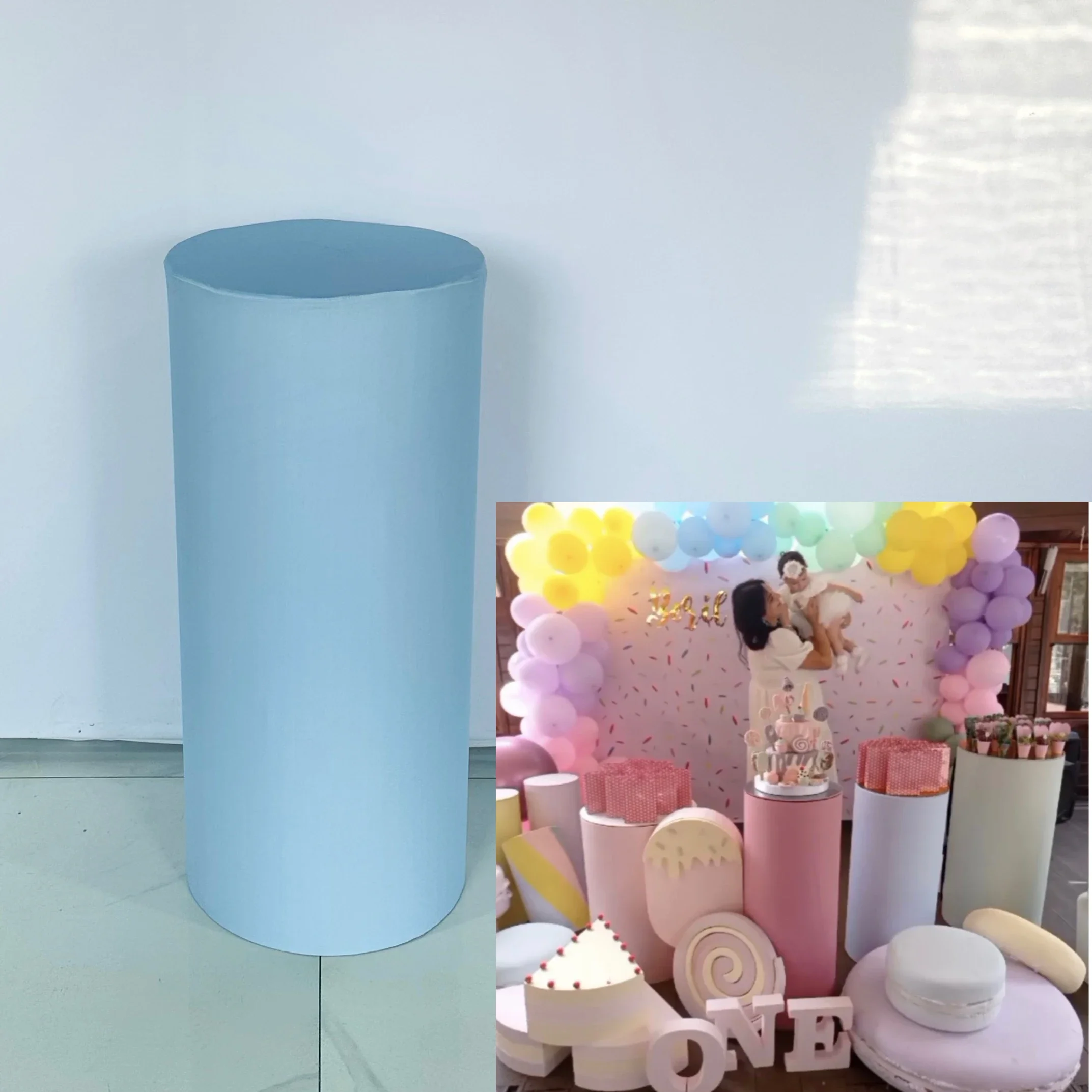 

Синяя однотонная крышка цилиндра для дней рождения, реквизит для украшения свадьбы и детского праздника, эластичная ткань