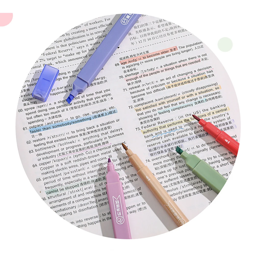 마킹, 낙서, 아트 드로잉, 학교 사무용품 문구용 더블 헤드 향기 형광펜 세트 6 개/묶음