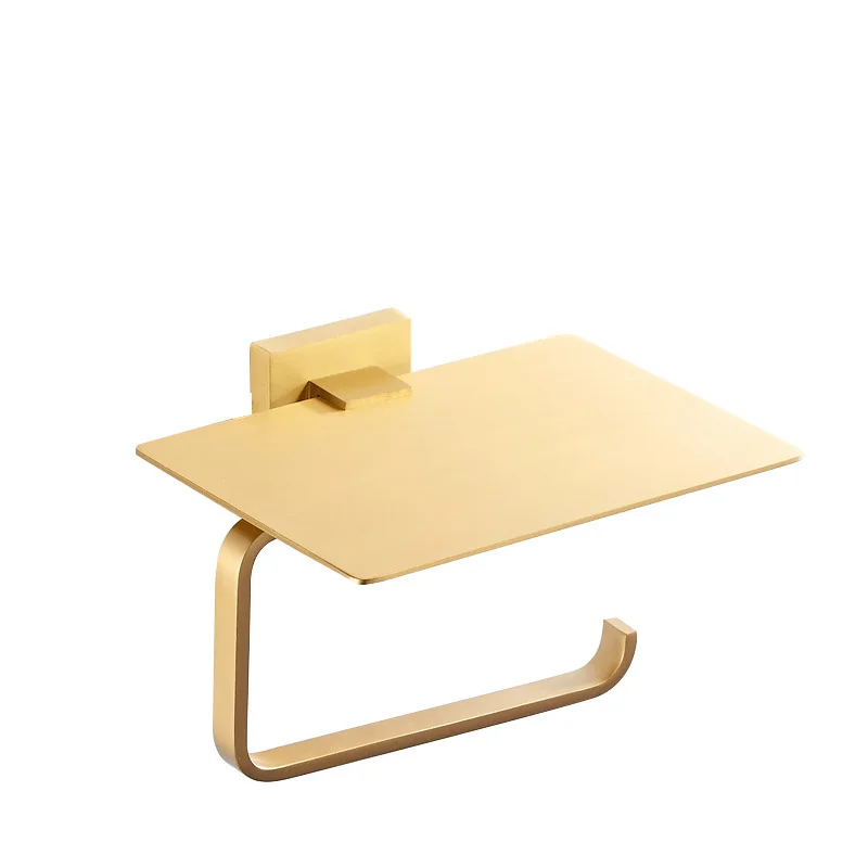 Copper tissue holder, brushed gold, bathroom phone storage rack, bathroom roll paper holder, toilet paper drawer holder