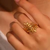 Stainless Steel Rings Minimalist Irregular Print Open Ring Personality Design Fashion Ring For Women Anniversary Gift New Senior 1