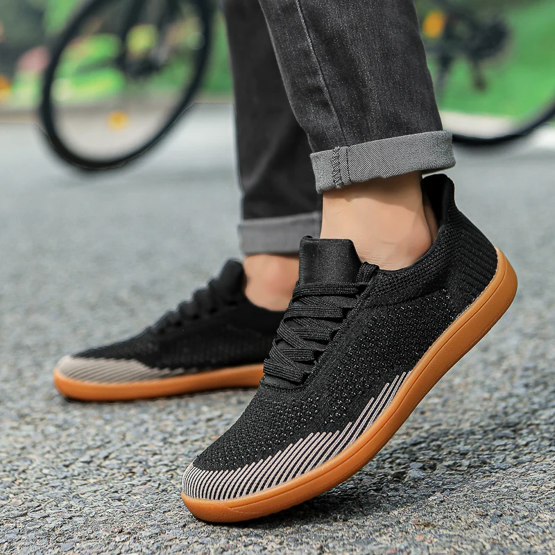 Wide Toe Men Shoes Breathable Knitted Mesh Comfortable Barefoot Casual Versatile Soft Sole Wide Last Shoes Walking Shoe Sneakers 5