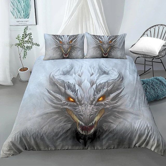 Housse De Couette 180X200 Cm Enfant Imprimé Crâne De Dragon 3D