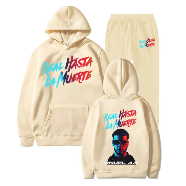 Anuel AA-Sudadera con capucha y cremallera estampada para hombre y mujer,  chándal informal, ropa de Anime, Real Hasta La Muerte