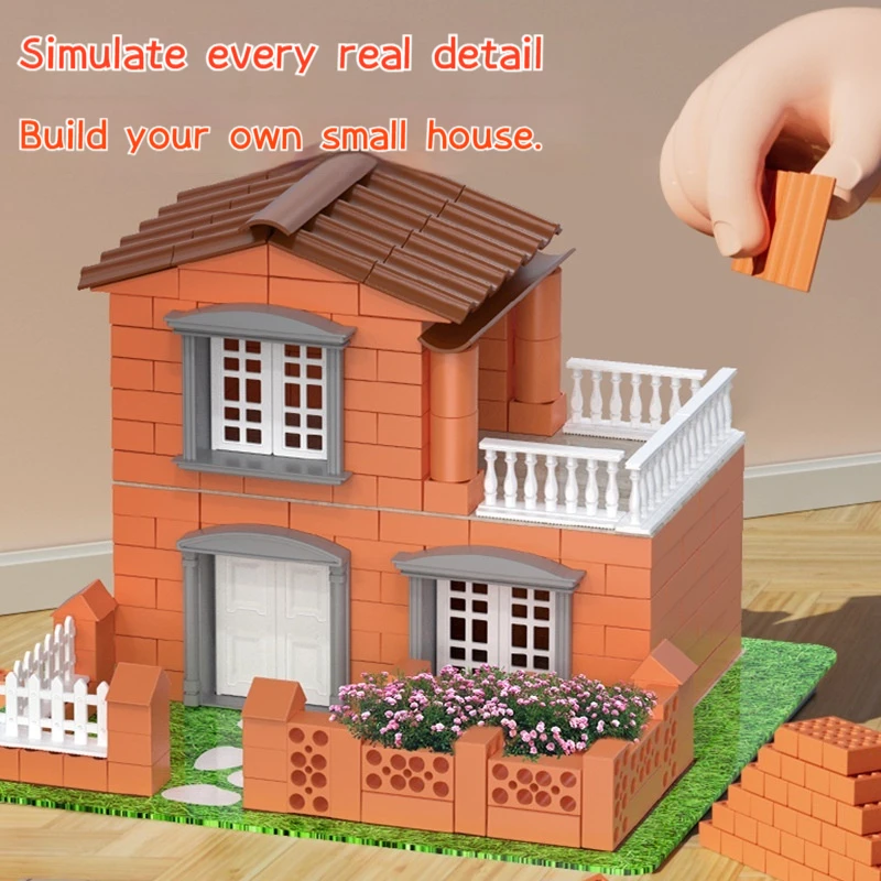 Mini DIY Abricklayer Buildsahouse Cottage Building Villa Simulation Mini Brick Assembly Block Children House Building Toy Gift 2