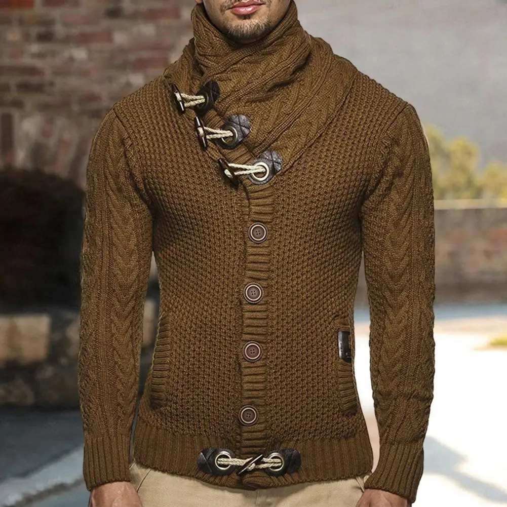 Stylish Men Sweater Long Sleeve Streetwear Super Soft Knitting High Collar Sweater Cardigan Sweater 2