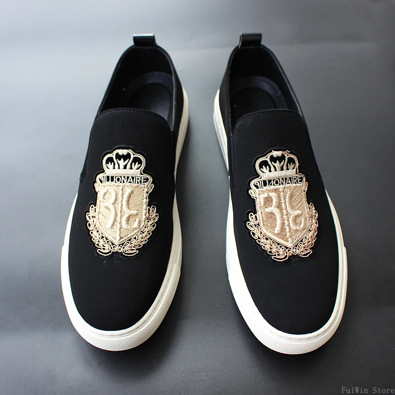 Men Casual Shoes European Suede Leather Party Luxury Embroidery