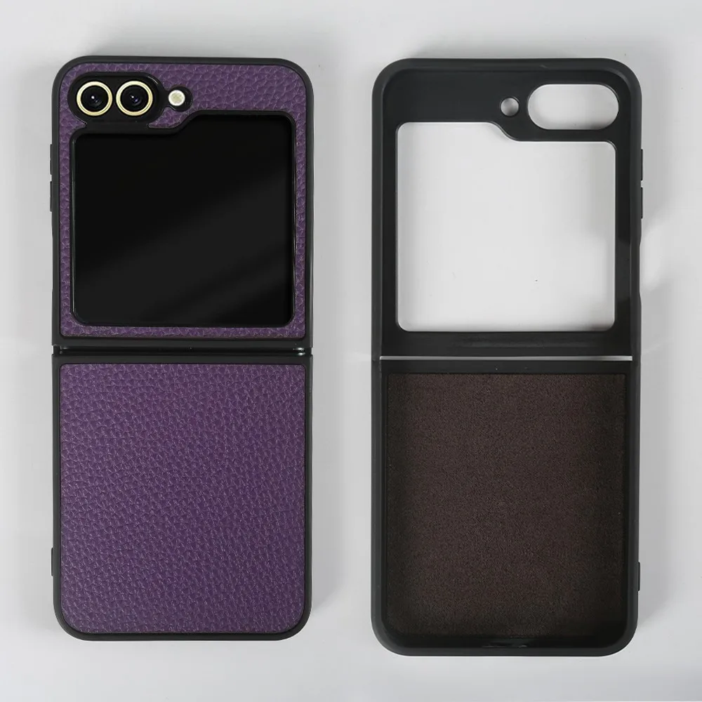 Luxury Genuine Leather Litchi Pattern Cowhide Phone Case Cover