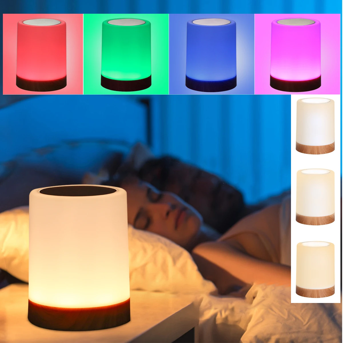 RGB USB Rechargeable Table Lamps For Bedroom With Pull Chain, Remote Control,  And LED Nightstand For Bedroom And Study Room Ambience From Wuchashuo,  $26.43