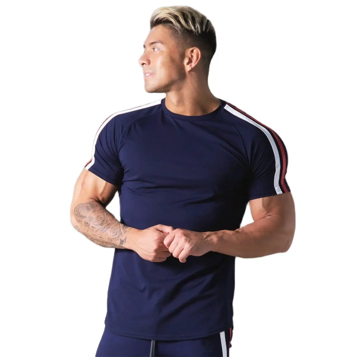 Men Running Sport Skinny T-shirt Short Sleeve Cotton Tee for Gym Fitness Summer Male Bodybuilding Training Workout Apparel sport t shirt short sleeve t shirt running t shirts running t shirt fitness clothes