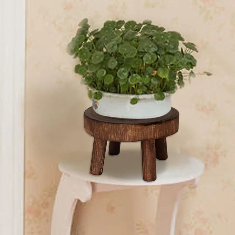 Garden Flower Pot Stand Solid Wood Round Bench Flower Pot Holder Plant and Succulent Base Display Stand Stool Home