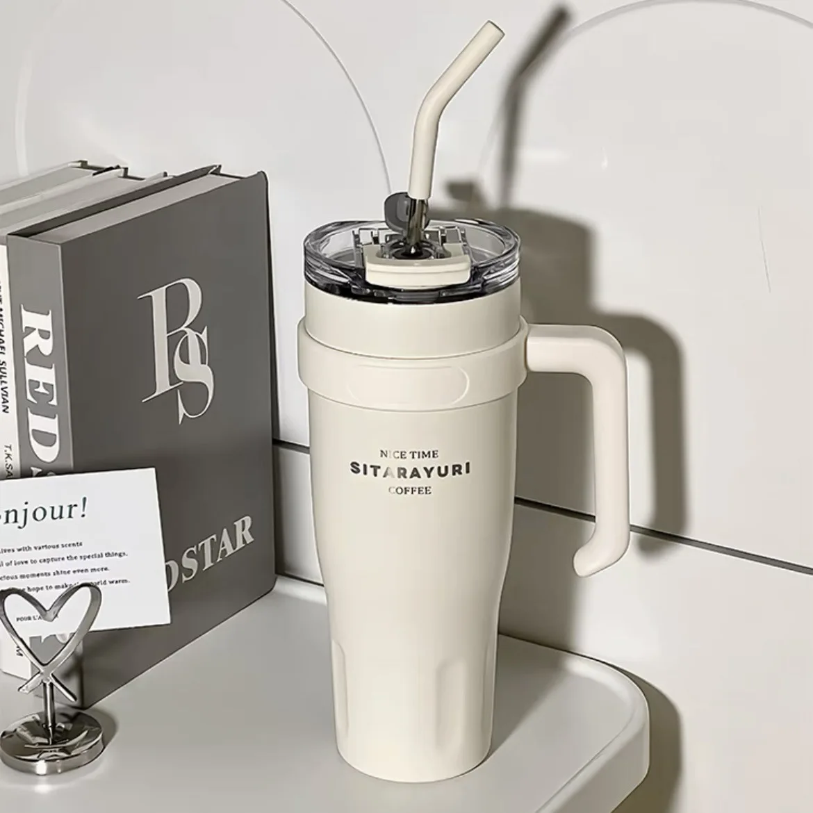 Stainless Steel Water Bottle with Straw,Large Capacity Insulation Cup,Portable Car Cup,Coffee Travel Mug,Drinking Utensils