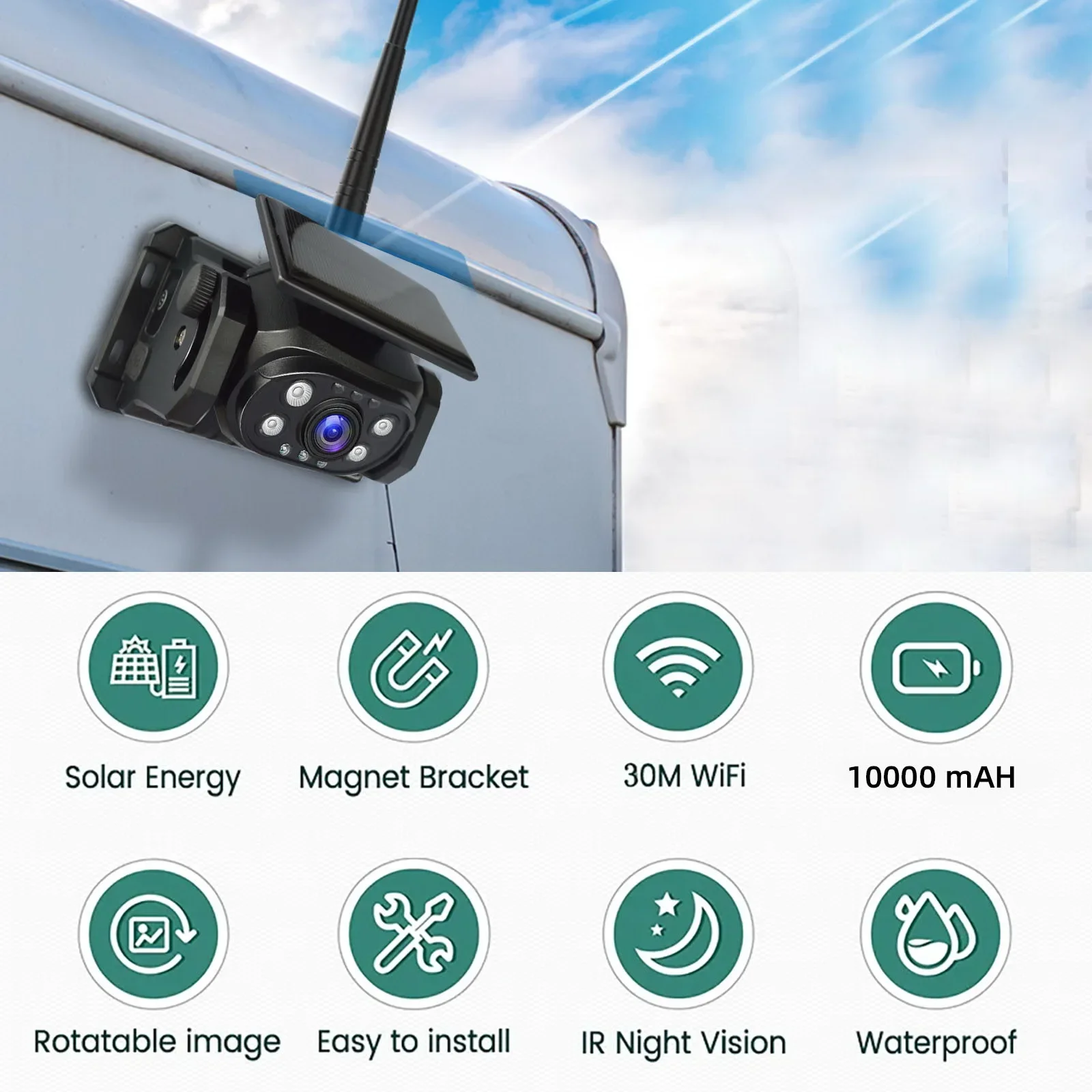 Mobile phone showing a live rear-view feed