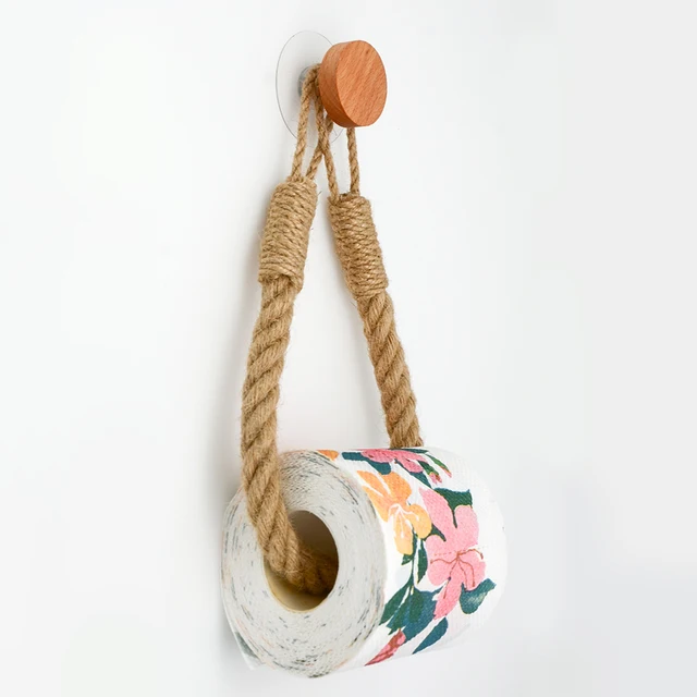 Porte-papier hygiénique en corde de chanvre, sans poinçonnage, support de rangement mural pour rouleau de papier, accessoires de salle de bains, offre spéciale 4