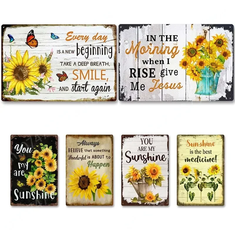 

Sunflower Metal Tin Sign Yard Garden Farmhouse Decor Iron Painting Posters Home Room Wall Art Decoration Vintage Plaque Gift