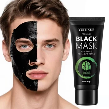 Bamboo Charcoal Blackhead Mask - Peel-Off Mask Containing Ascorbic Acid and Hyaluronic Acid, with Moisturizing and Oil-Controlling Properties, Can Cleanse the Skin. 1