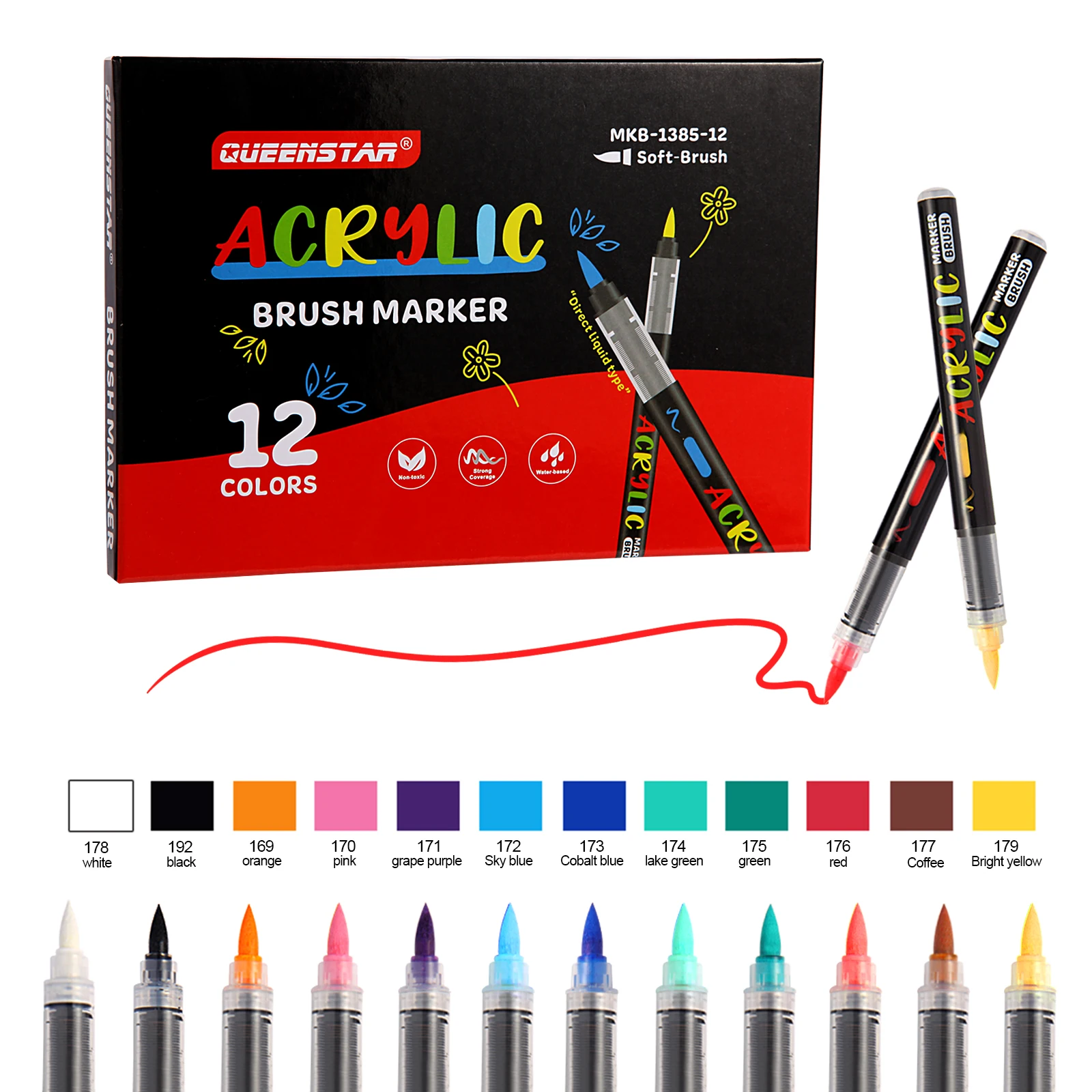 Caneta marcadores de tinta acrílica-pintura de arte de ponta de pincel para níveis canetas de tinta acrílica para tecido, papel, madeira, tela, vidro, diy