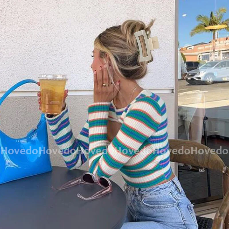 2022 New Claw Clip for Women Tough Colorful Plastic Hair Claw Large Size Hair Clamps Claw Clip Crab Chic Hair Accessories Gift