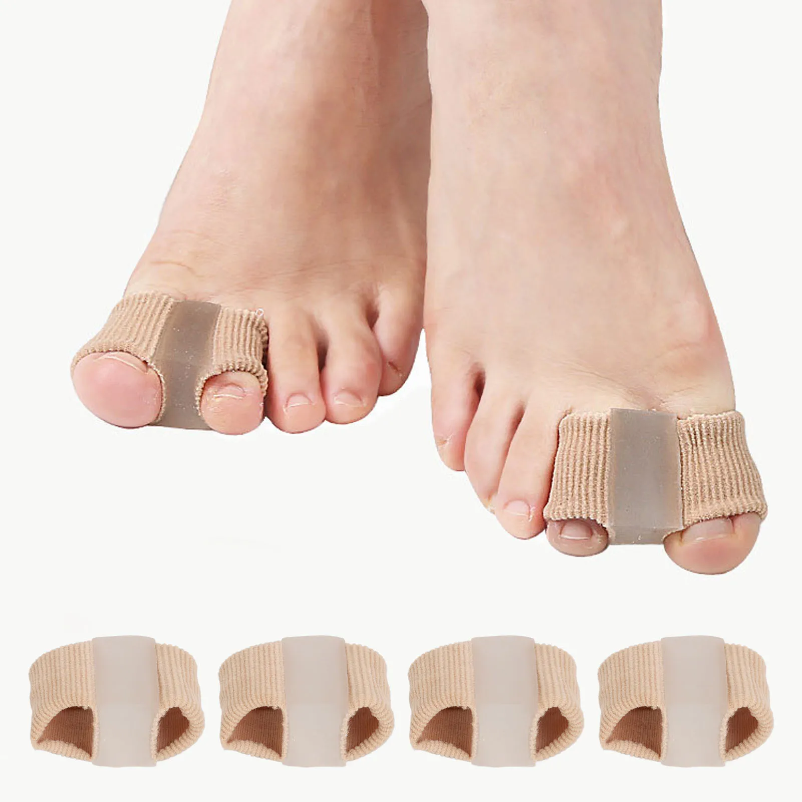 

4Pcs Toe Straightener Soft Comfortable Double Hole Toe Separator Toe Stretcher for Home Outdoor Toe Bunion Spacer Toe Stretcher