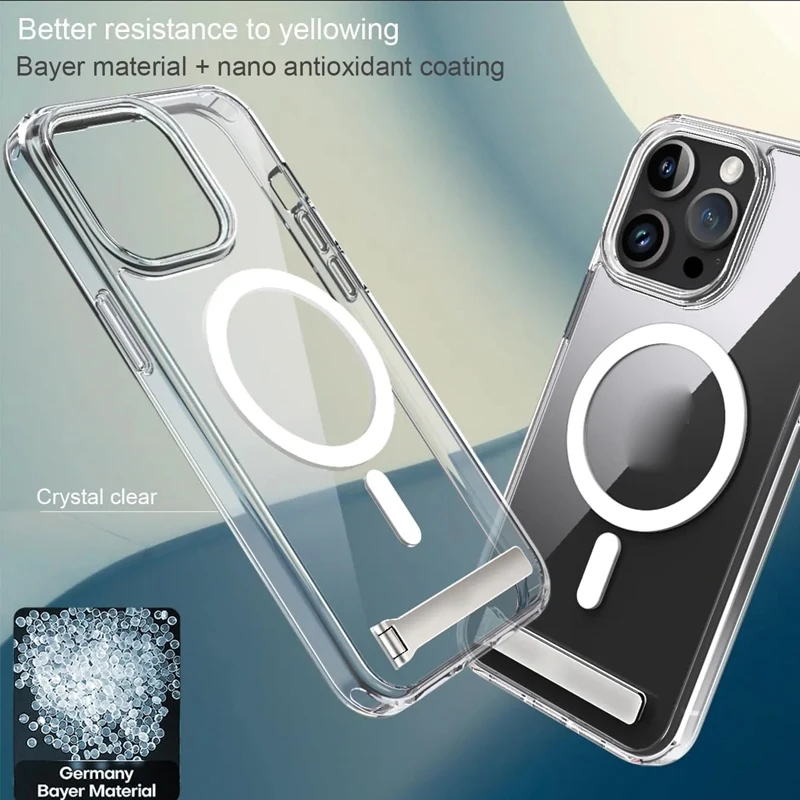 Magnetic Phone Case with Kickstand and Crystal Clear Stand Cover