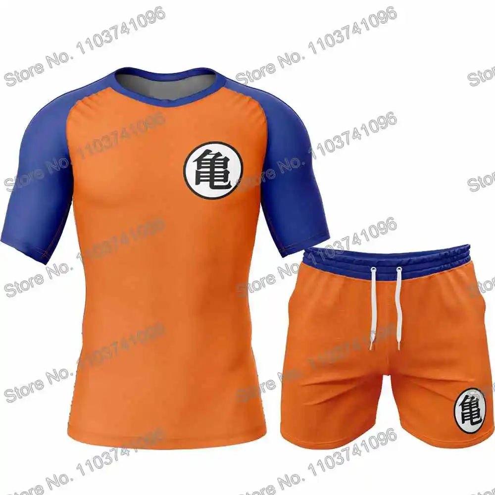 Pink Set Rash Guard Diving T-Shirt Shorts BJJ Boxing MMA Swimwear Men Summer Short Sleeve Surf Clothing Women GYM Tops Sports