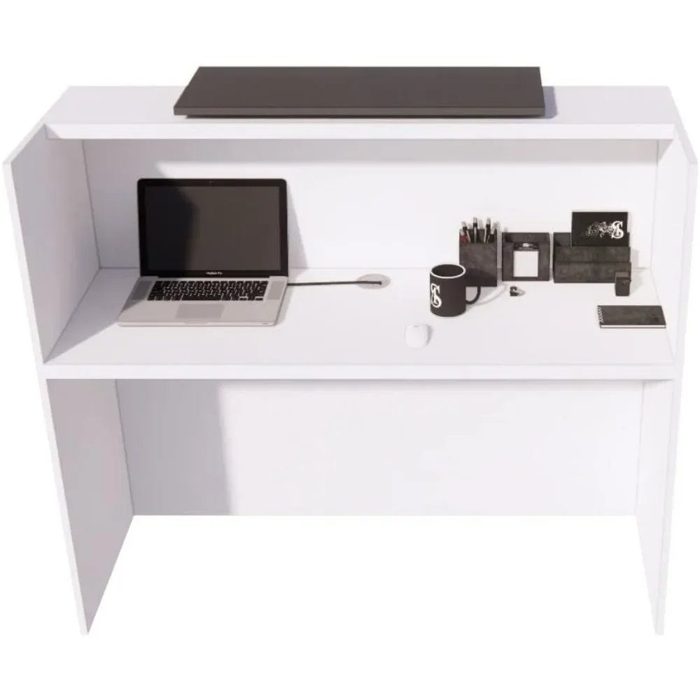 Modern Reception Desk, Multifunctional Modern Transaction Counter Top, Laminate Desktop, Standing Front Table for Office, Home 4