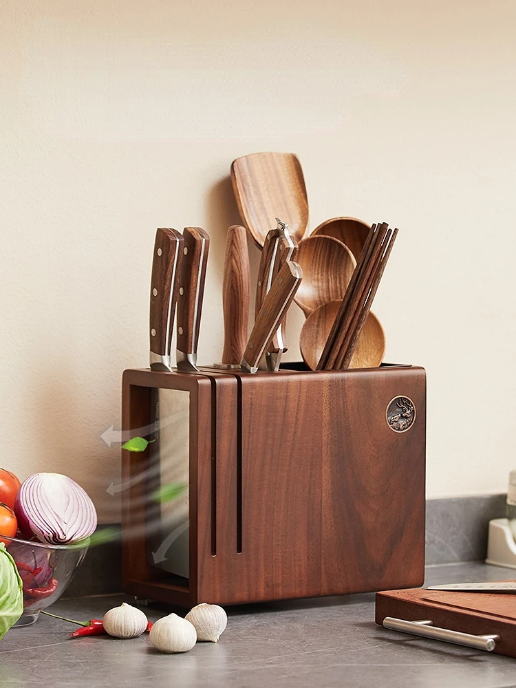 13Piece Stainless Steel Knife Block Set in Sharpener in Drawer Steak Knives  Natural Kitchen Knife With Storage Holder - AliExpress