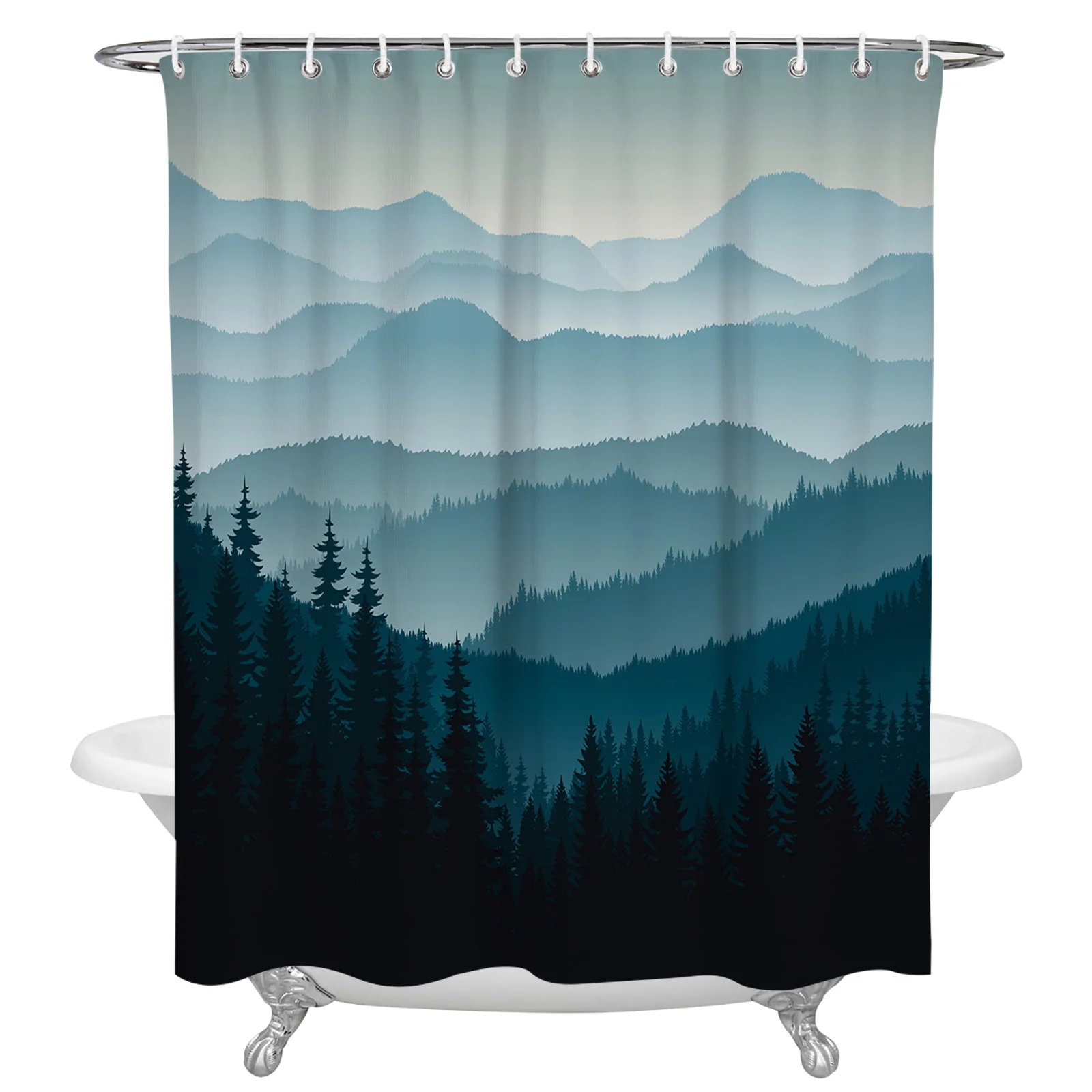 

Mountain Forest Waterproof Shower Curtain Bathroom Fabric Polyester Shower Curtains Bath Decor Curtain