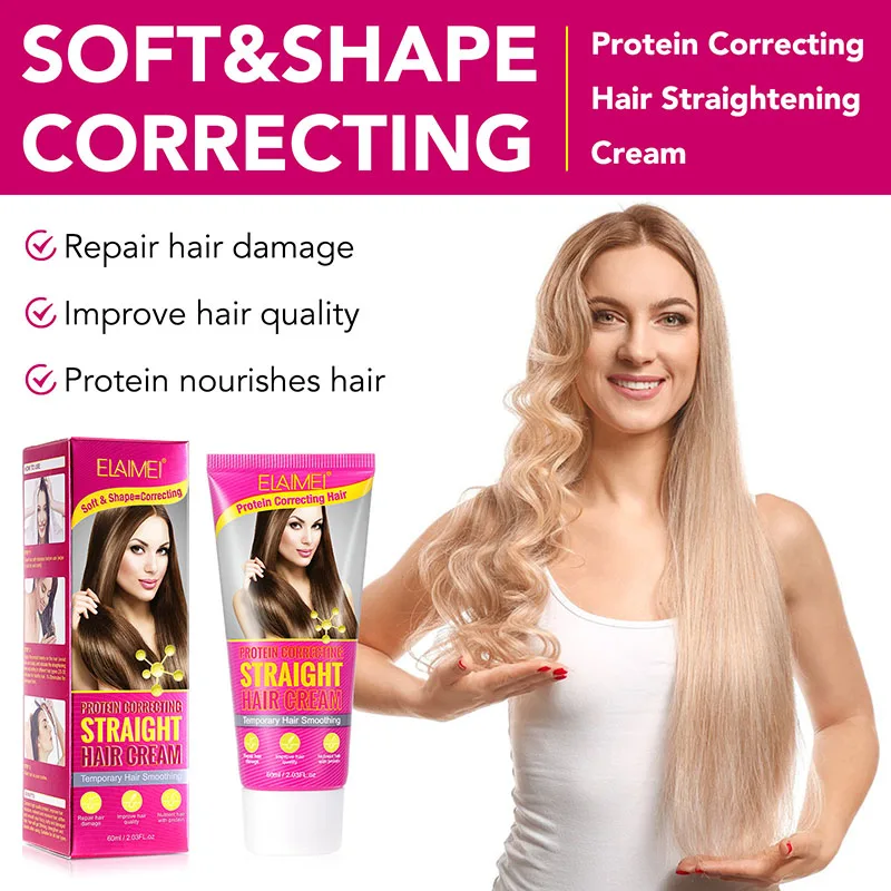 Protein Correct Straight Hair Cream Smooth Short-Tempered Open Fork Healthy And Mainte Damaged Hairnance Free to Pull Straight