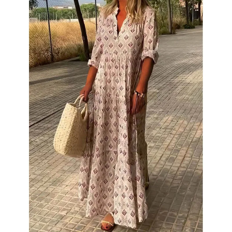 Vestidos de longitud completa con cuello alto y abertura Malva Vintage