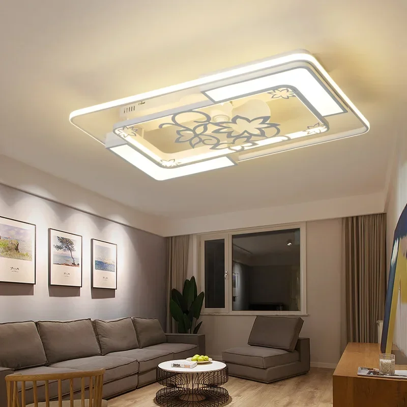 Nordic modern ceiling fan light invisible remote control ceiling light residential living room bedroom fan LED
