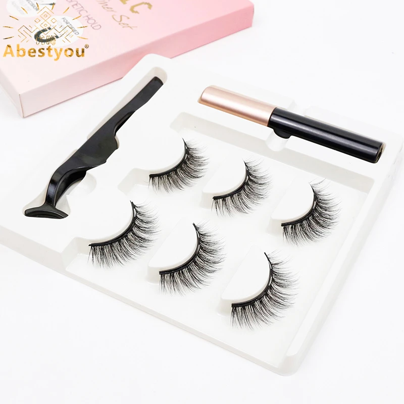 3pairs 3d Natural Short Magnetic Eyelashes Eyeliner Tweezer Kit Maquiagem Completo Easy Apply Beginner fake eyelashes