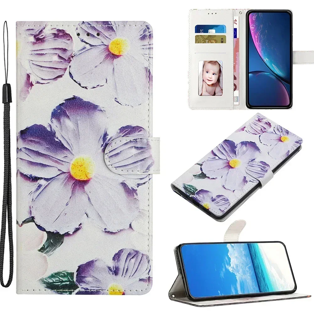 Magnetic Leather Wallet Flip Case with Colorful Design - Protective Cover s