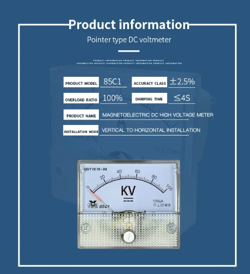 Zeigertyp DC-Voltmeter 85C1 – 5KV/10KV/15KV/20KV/30KV/50KV/100KV Hochspannungsvoltmeter mit integriertem Hochspannungswiderstand – Detail 6