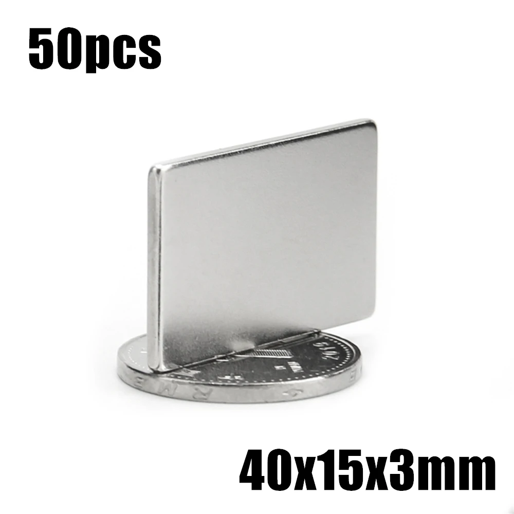 

50pcs 40x15x3mm Super Powerful Strong Rare Earth Block NdFeB Magnet Neodymium N35 Magnets 40*15*3mm
