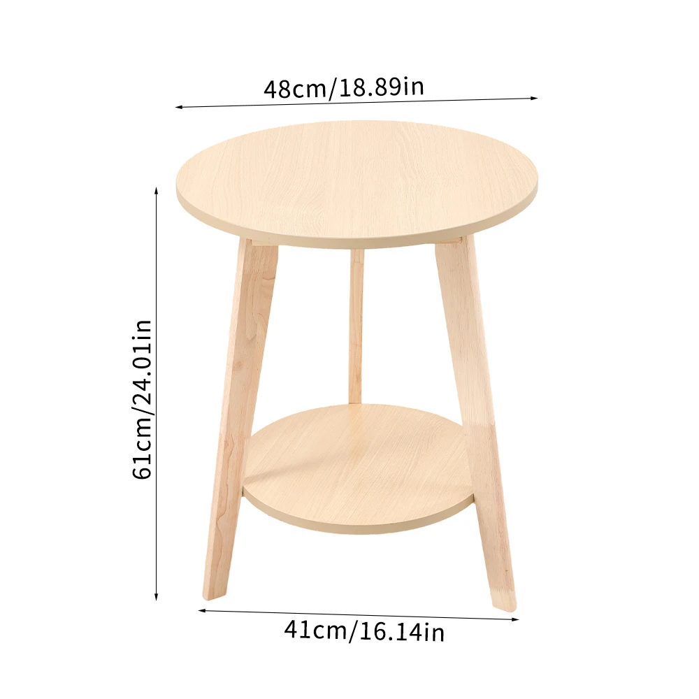 【Breeins】2-Tier Round Wooden Coffee Side Table